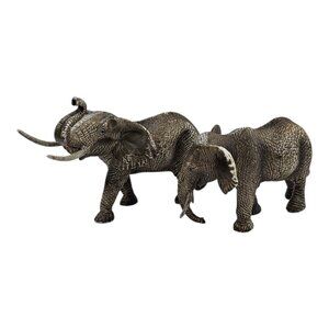 Schleich African Elephants Bull Cow Wild Life Figures Hand Painted Realistic Toy